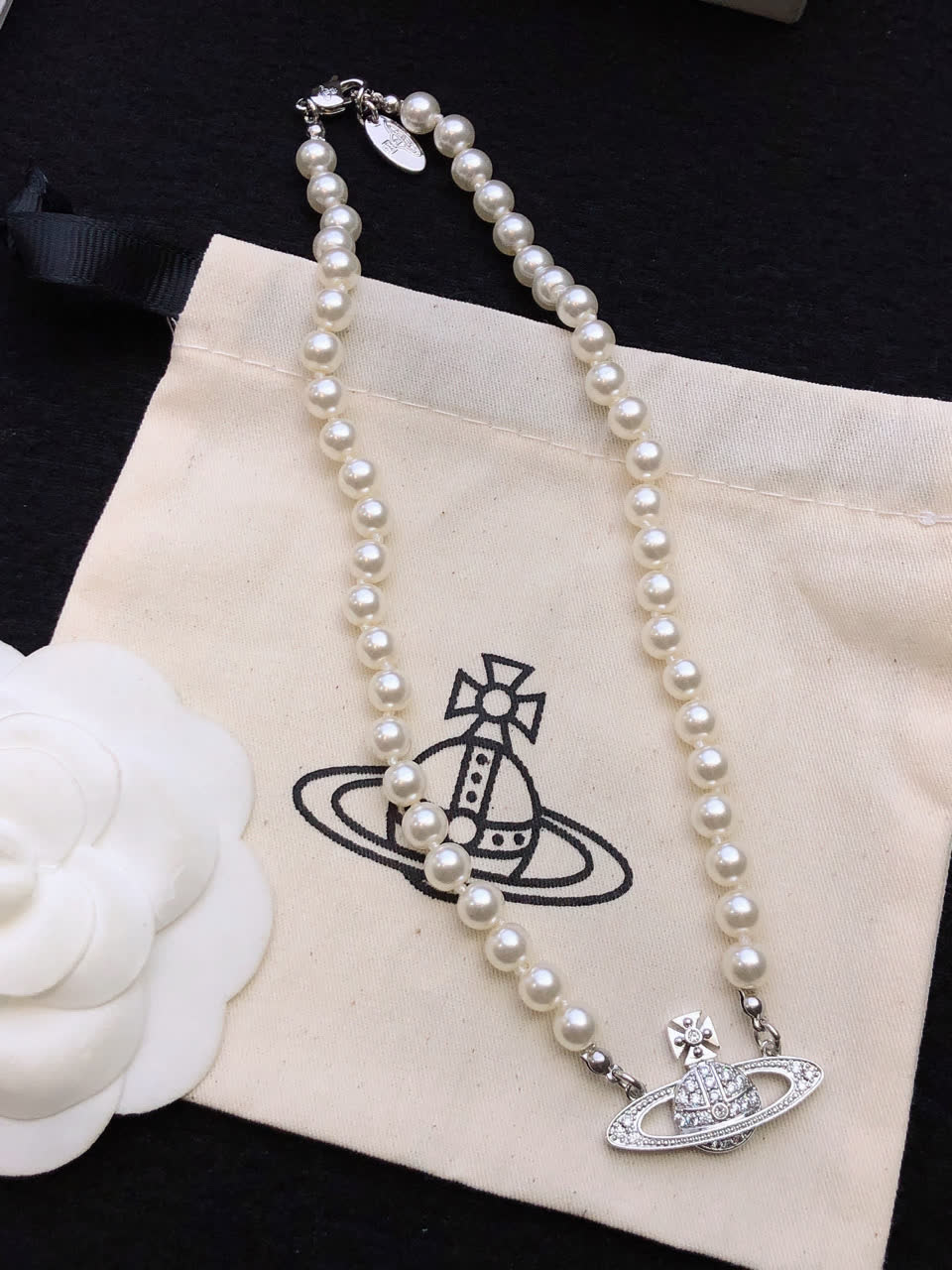 Vivienne Westwood Pearl Necklace with Orb Pendant